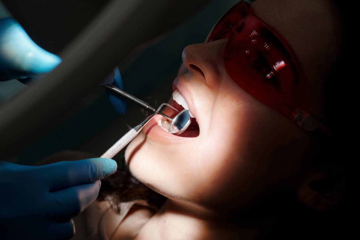 A patient during a dental exam